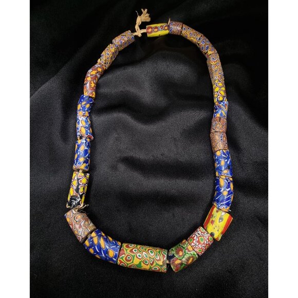 Antique African Millefiori Trade Bead Necklace With Colorful Glass Beads - Picture 3 of 5